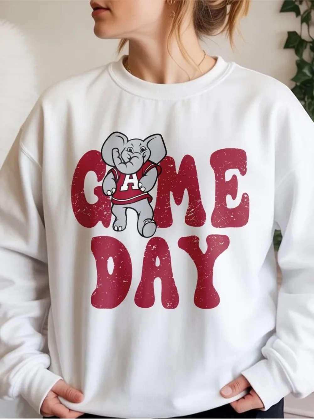 Game Day Sweatshirt with Mascot - White and Crimson